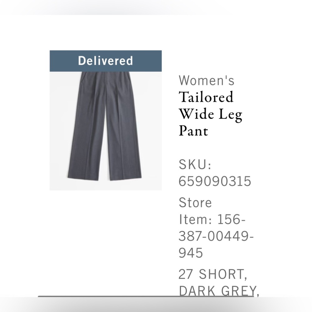 Abercrombie & Fitch Dark Gray Tailored Wide Leg Pants